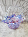 Glass Swirl Pattern Basket Candy Dish