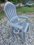 Grey Plastic Heavyweight Outdoor Chair with Folding Cup/Phone Holder