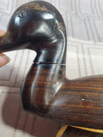 Pair of Carved Dark Wood Duck Figurines