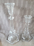 Lot of Clear Glass Tapered Candlestick Holders