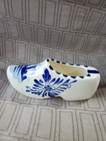 Hand Painted Blue and White Ceramic Dutch Shoe