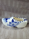 Hand Painted Blue and White Ceramic Dutch Shoe