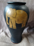 Black Ceramic Elephant Vase