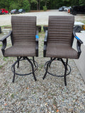 Bar Height All-Weather Wicker Swivel Chair Pair