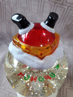 Santa Going Down the Chimney Glitter Globe WORKS