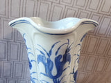 Blue and White Butterfly and Floral Motif Ceramic Vase