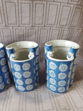 Set of 4 Blue and White Ceramic Vases