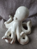 Crackle Glazed White Ceramic Octopus Figurine