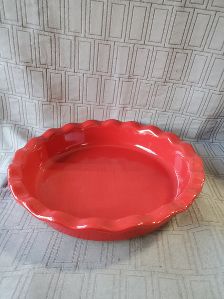 Pier 1 Red Stoneware Pie Dish