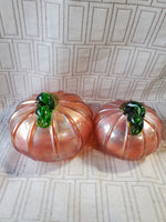 Pair of Iridescent Glass Pumpkins
