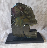 Carved Onyx Obsidian Mayan Statue