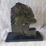 Carved Onyx Obsidian Mayan Statue