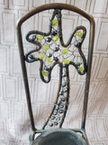 Metal and Beaded Palm Tree Chair Pillar Candle Holder
