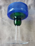 Set of 6 Hand Blown Blue and Green Margarita Glasses