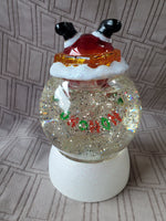 Santa Going Down the Chimney Glitter Globe WORKS