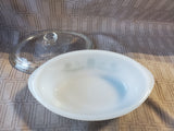 Glasbake "Green Daisy" Milk Glass Baking Dish
