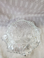 Vintage Clear Glass Fruit Pattern Serving Bowl