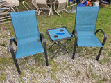 Teal Lightweight Three Piece Outdoor Set w/folding Side Table