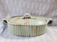 Oblong Glazed Pottery Covered Dish