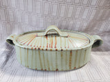 Oblong Glazed Pottery Covered Dish