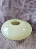 Pale Yellow/Green Flat Round Glass Vase