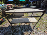 Two-Tier Bronze Tone Planting Table w/Tile Top/Shelf