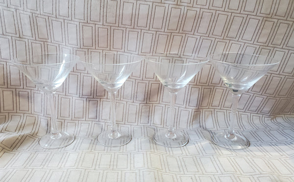 Set of 4 Clear Glass Martini Glasses
