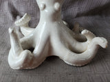 Crackle Glazed White Ceramic Octopus Figurine