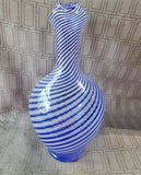 Pasabahce Blue Spiral Art Glass Pitcher Vase