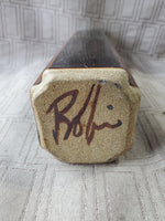 Signed Robin Cage Brown Glazed Pottery Vase