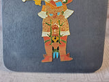 Wooden and Enamel Mayan God Wall Plaque
