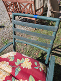 5-Piece Green Outdoor Dining Set w/Glass Top Table and Cushions