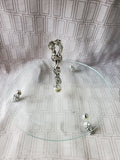 International Silver Company Glass Cheese Plate with Cheese Knife