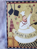 Wooden "Never Trust a Skinny Chef!" Wall Plaque