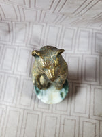 (A) Metal Bear on Stone Base Paperweight