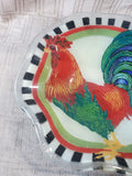 Rooster Art Glass Plate