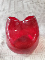 Blenko Style Red Pinched Glass Vase
