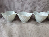 Lot of 7 Small Ceramic White Lotus Flower Rice Bowls