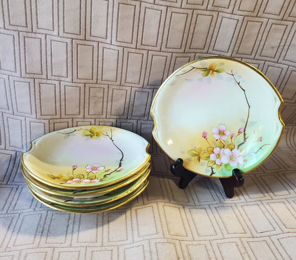 Set of 5 Small Hand Painted Dessert Plates