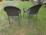 Two Brown All Weather Wicker Chairs