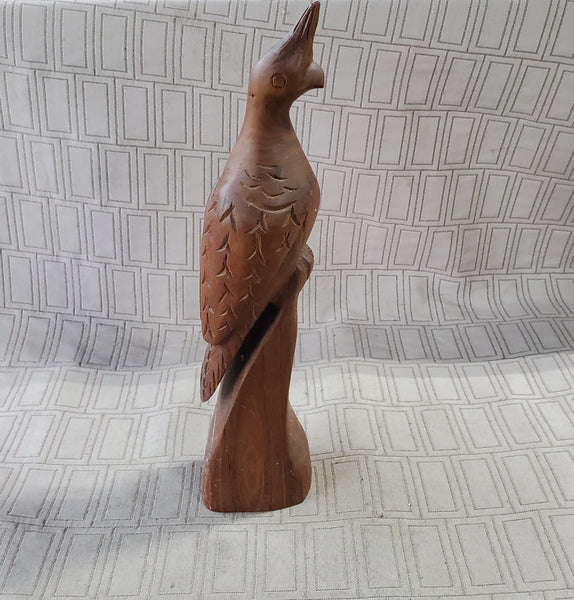 Hand Carved Wooden Crested Bird Figurine