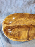 Carved Wooden 2 Sectioned Fish Platter