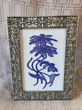Framed Blue and White Floral Embroidered Artwork