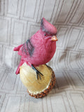 Resin Cardinal on Acorn Figurine