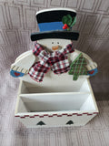 Vintage Wooden Snowman Mail Holder