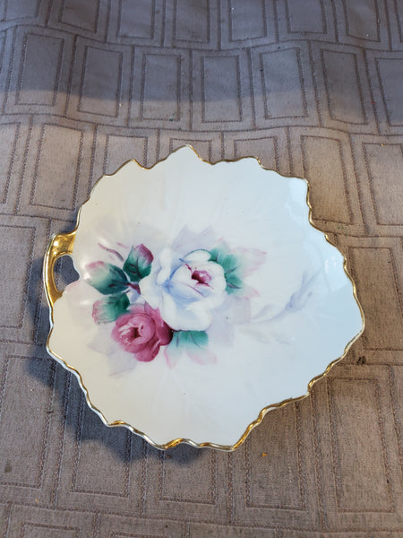 Vintage Ceramic Floral Leaf Trinket Dish
