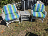Three Piece All Weather Wicker Lounge Set w/Cushions
