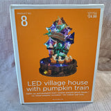 LED Village "House with Pumpkin Train" Lighted Figurine WORKS (B)