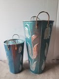 Pair of Galvanized Metal Floral Flower Bucket