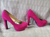 Pair of Mossimo Paisley Pink Platform Heels—Women's Size 8.5